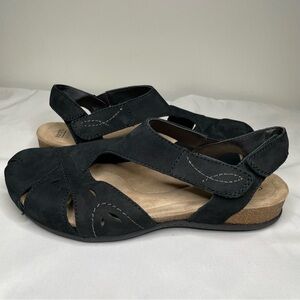 Earth Origins Women's Birdine Sandal Size 8 Black Suede Leather Strappy Shoe